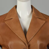 XS 1990s North Beach Leather Jacket Buttery Soft Tan Minimalist