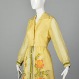 1970s Alfred Shaheen Yellow Maxi Dress
