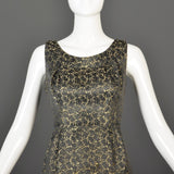 1960s Gold Brocade Dress with Matching Jacket and Velvet Detail