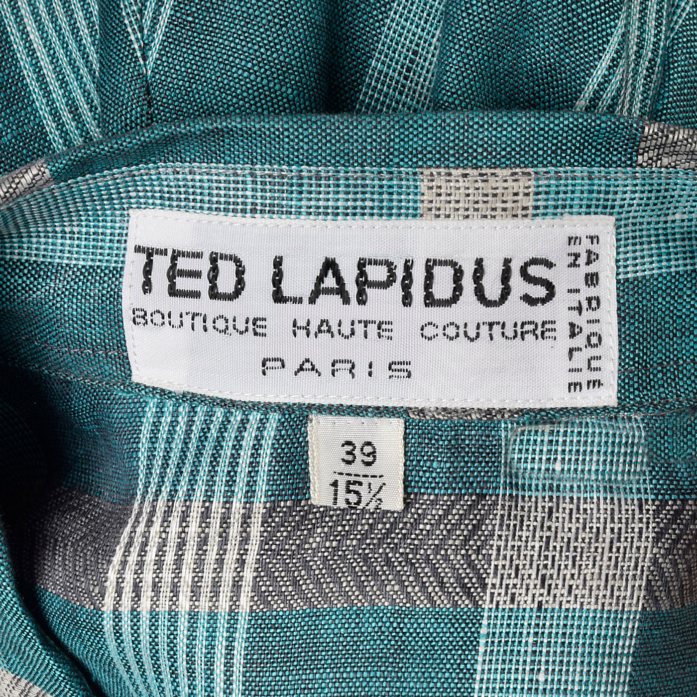 1990s Ted Lapidus Mens Blue Plaid Shirt