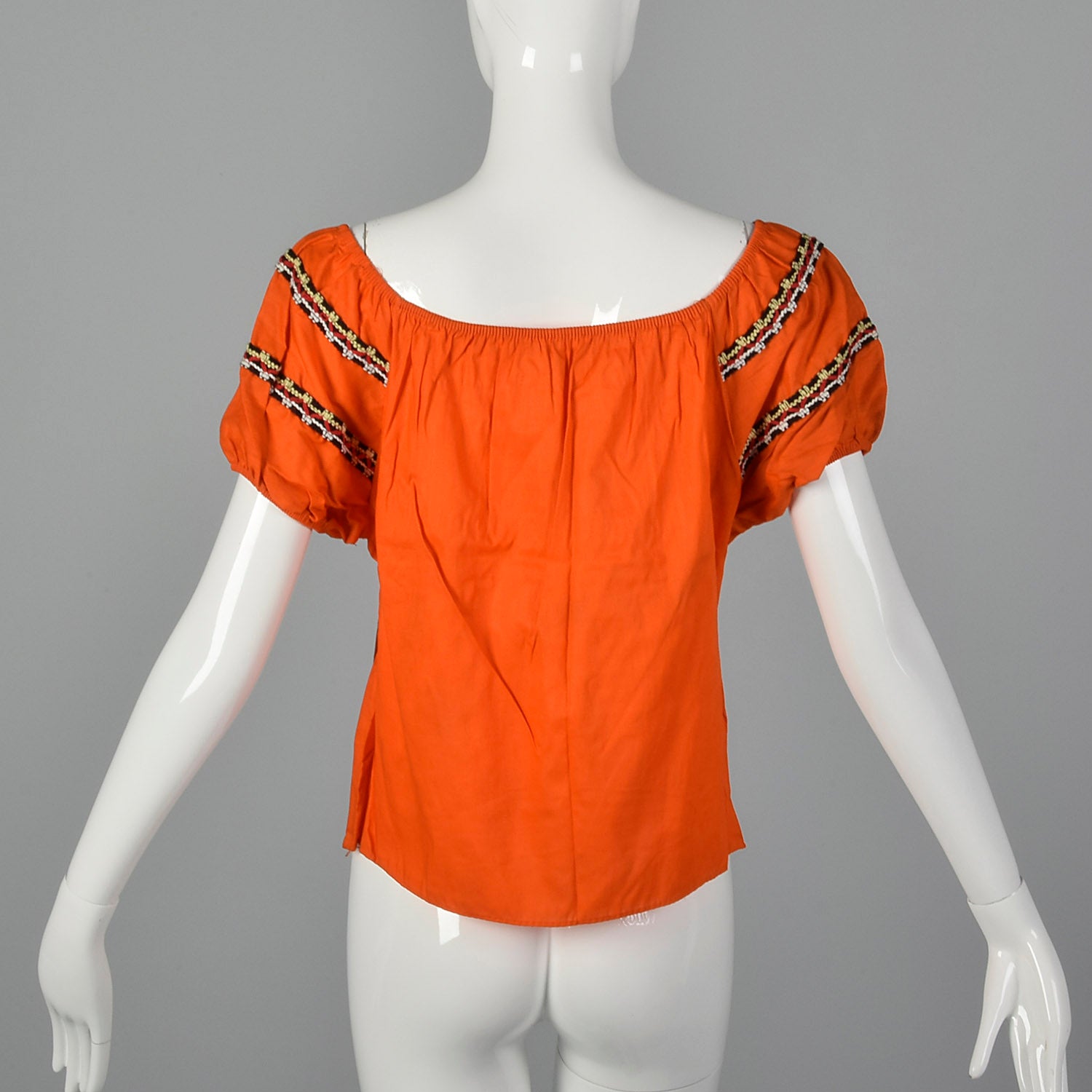 Medium 1960s Orange Peasant Top
