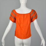 Medium 1960s Orange Peasant Top