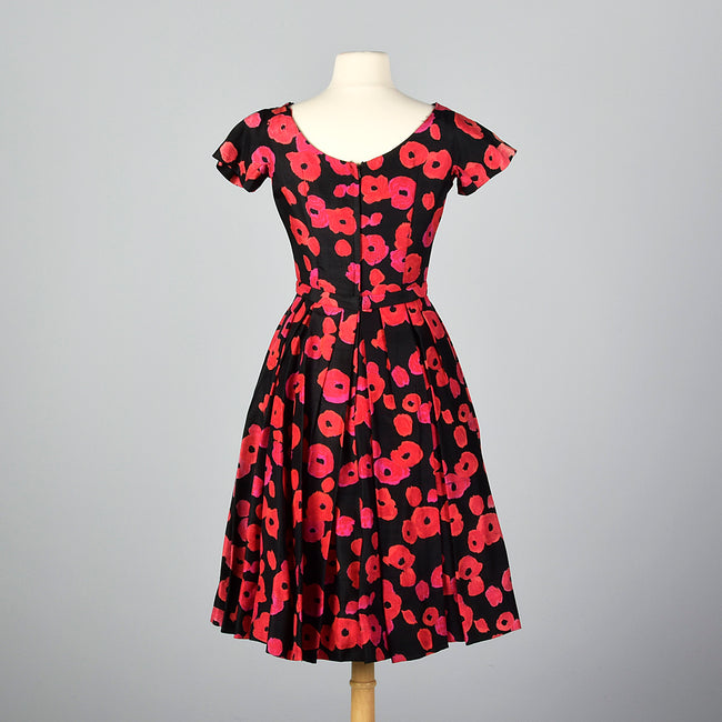 1950s Suzy Perette Silk Floral Dress