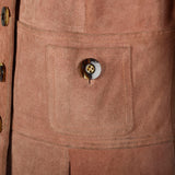 Small 1970s Jacket Tan Leather Hippie Bohemian Suede Boho Trench Coat