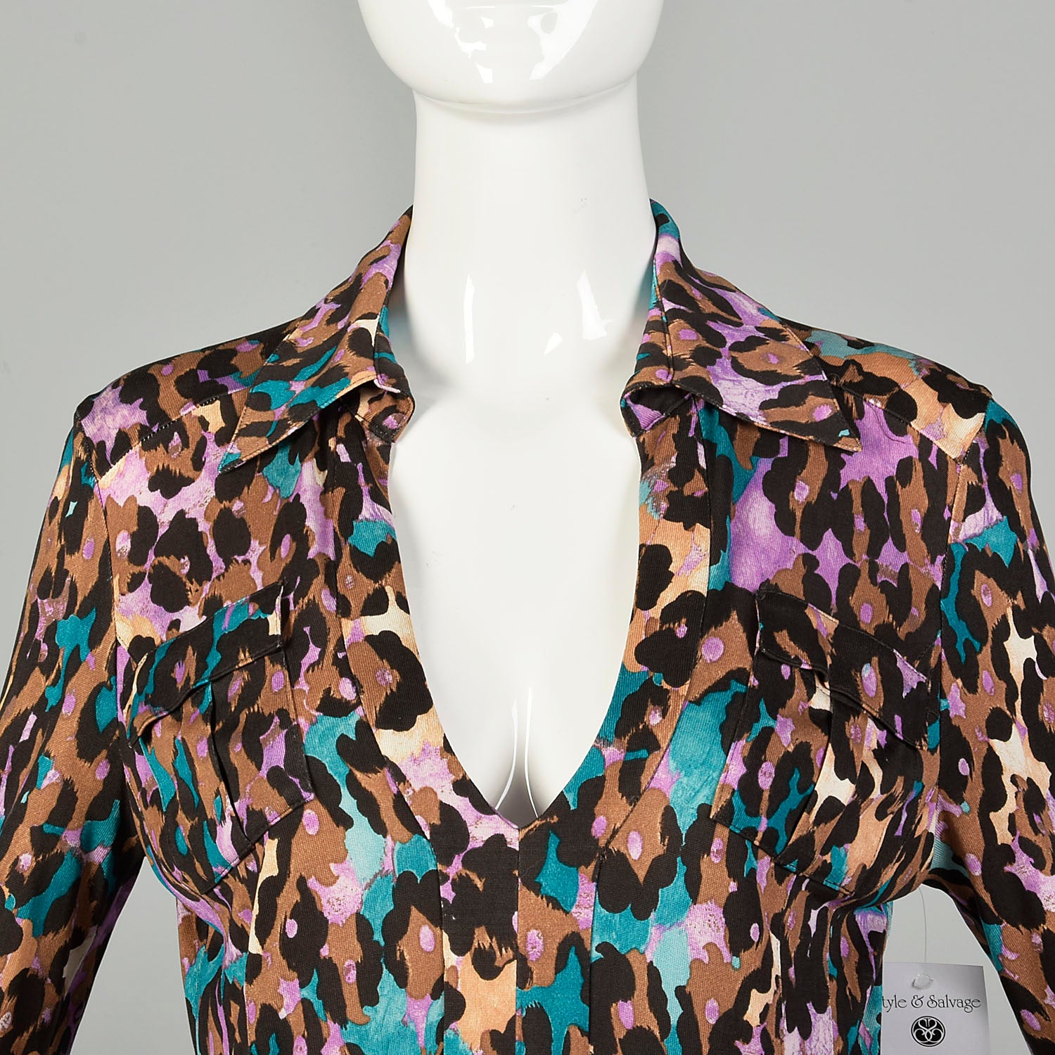 Medium Diane Von Furstenberg Animal Print Dress Silk Jersey Cuffed Sleeves
