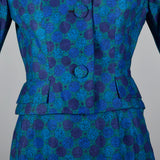 1950s Skirt Suit in a Beautiful Blue Print