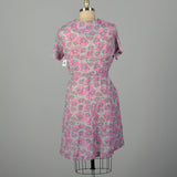 3XL 1950s Pink Floral Day Dress Short Sleeve Summer Volup