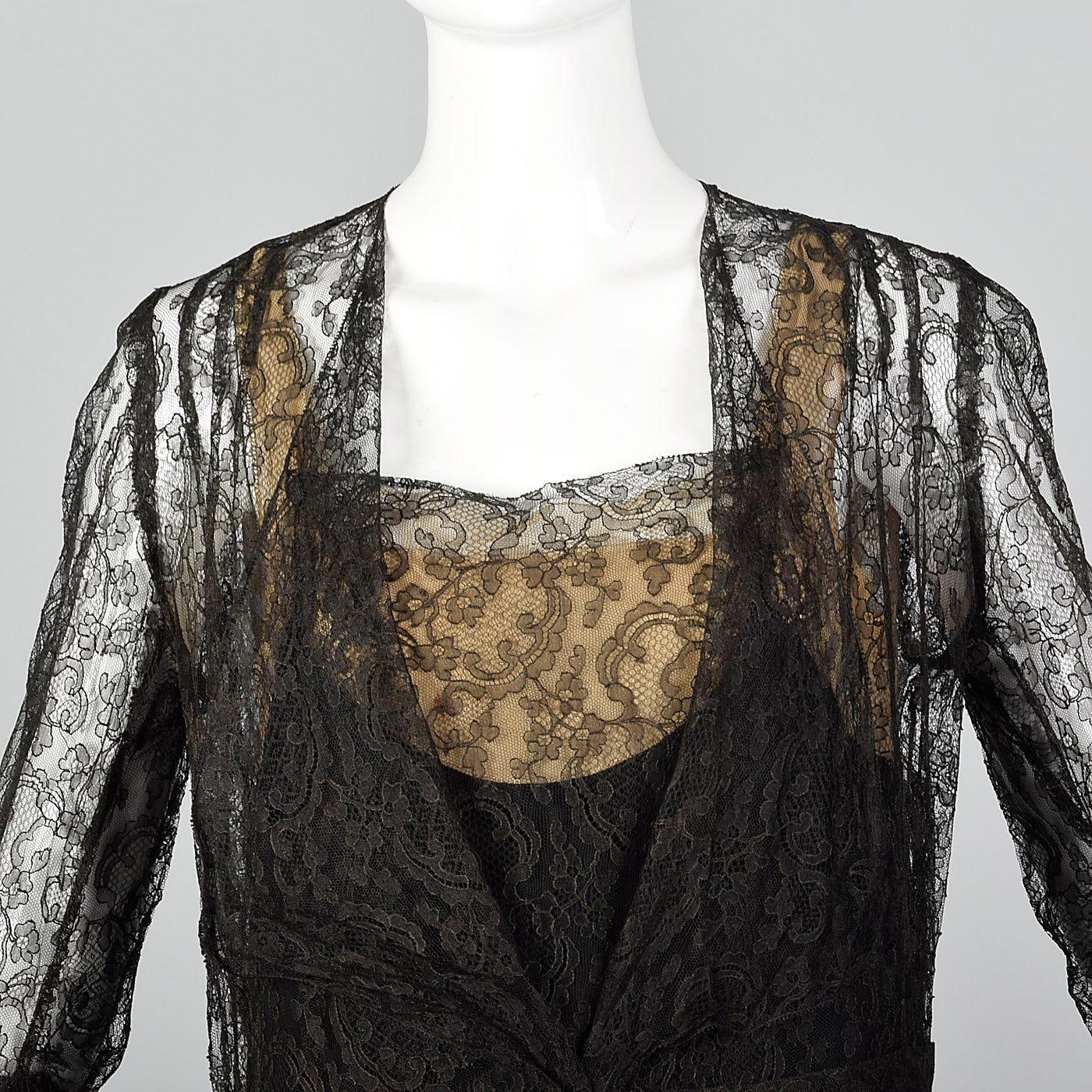 1930s Black Lace Evening Dress