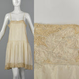1920s Cream Silk Slip with Lace Trim