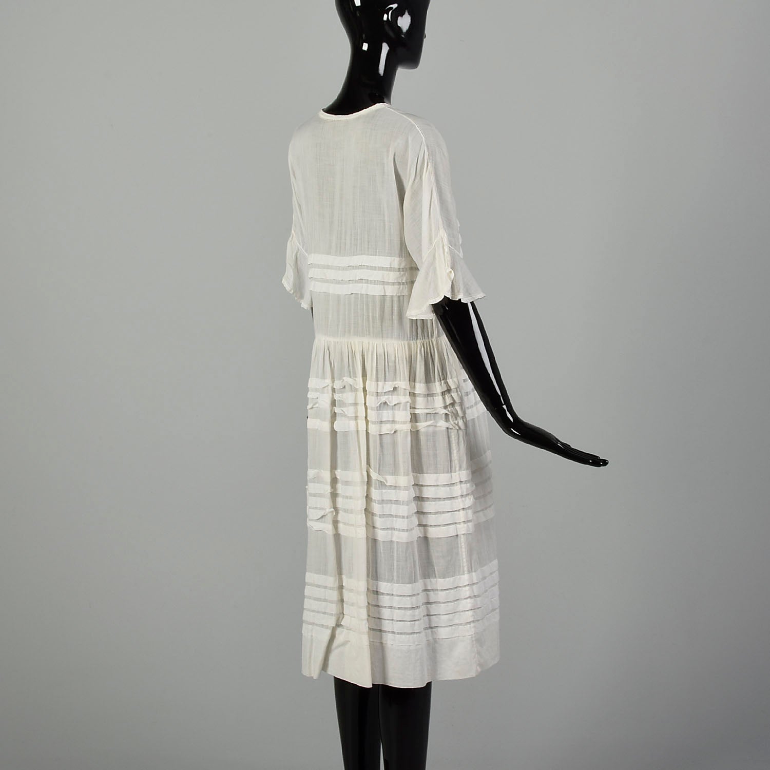 Medium 1920s Lawn Dress Semi-Sheer Summer Short Sleeve Cotton Day