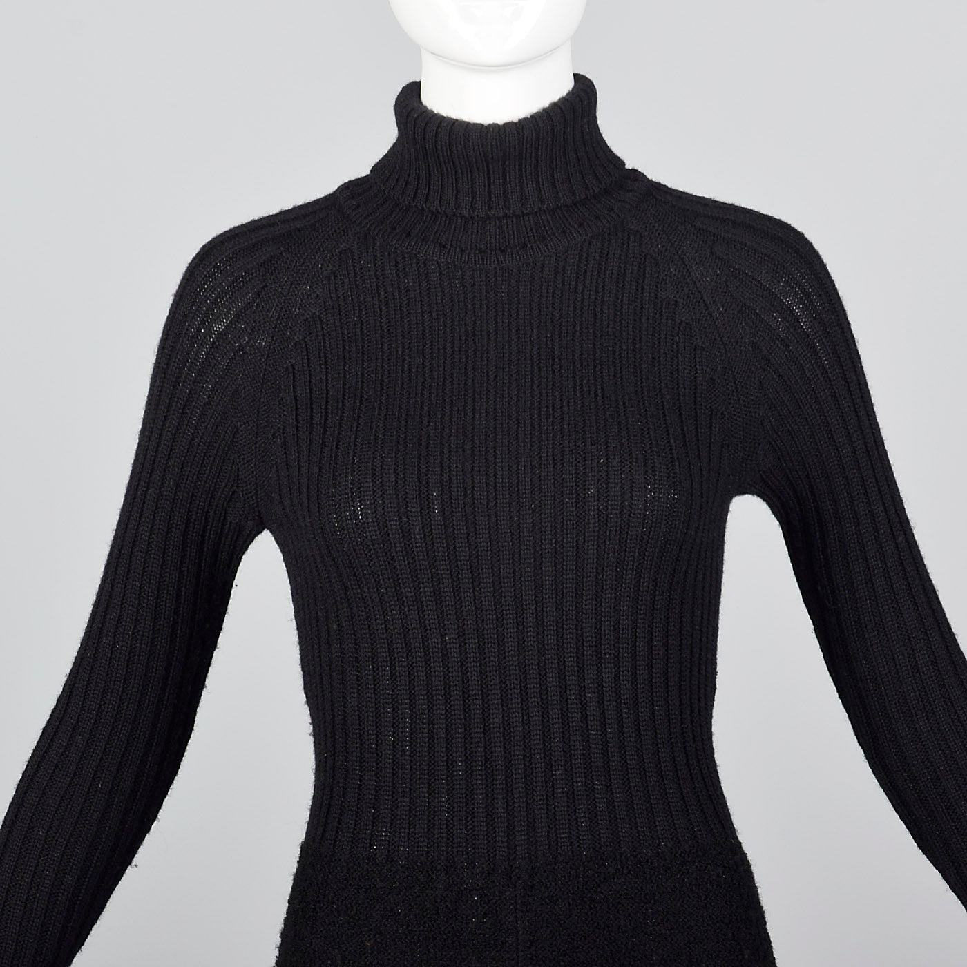 1970s Marni Knits Tight Black Turtleneck Dress