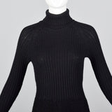 1970s Marni Knits Tight Black Turtleneck Dress