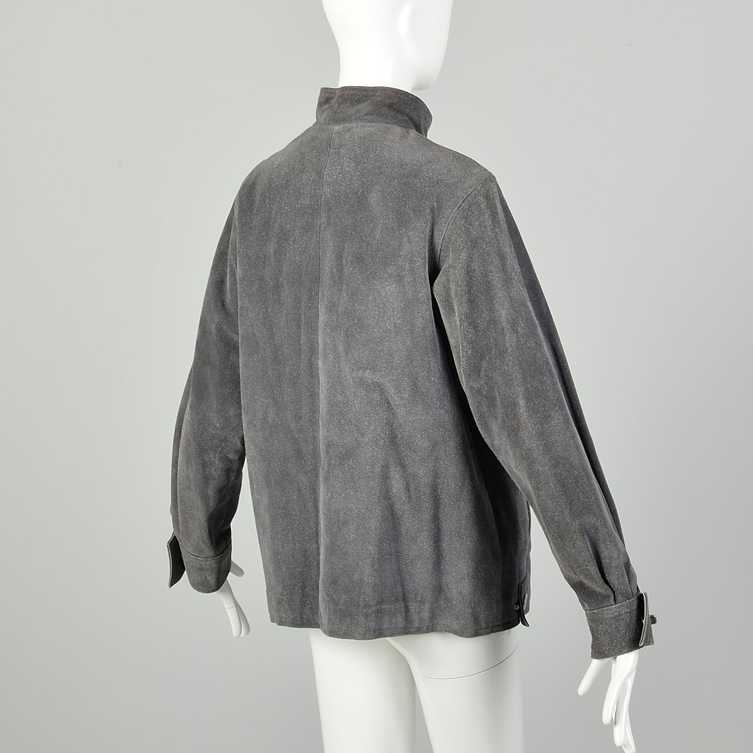 Medium 1970s Grey Suede Jacket With Faux Fur Lining
