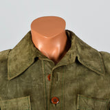 1970s Mens Green Split Hide Safari Suit
