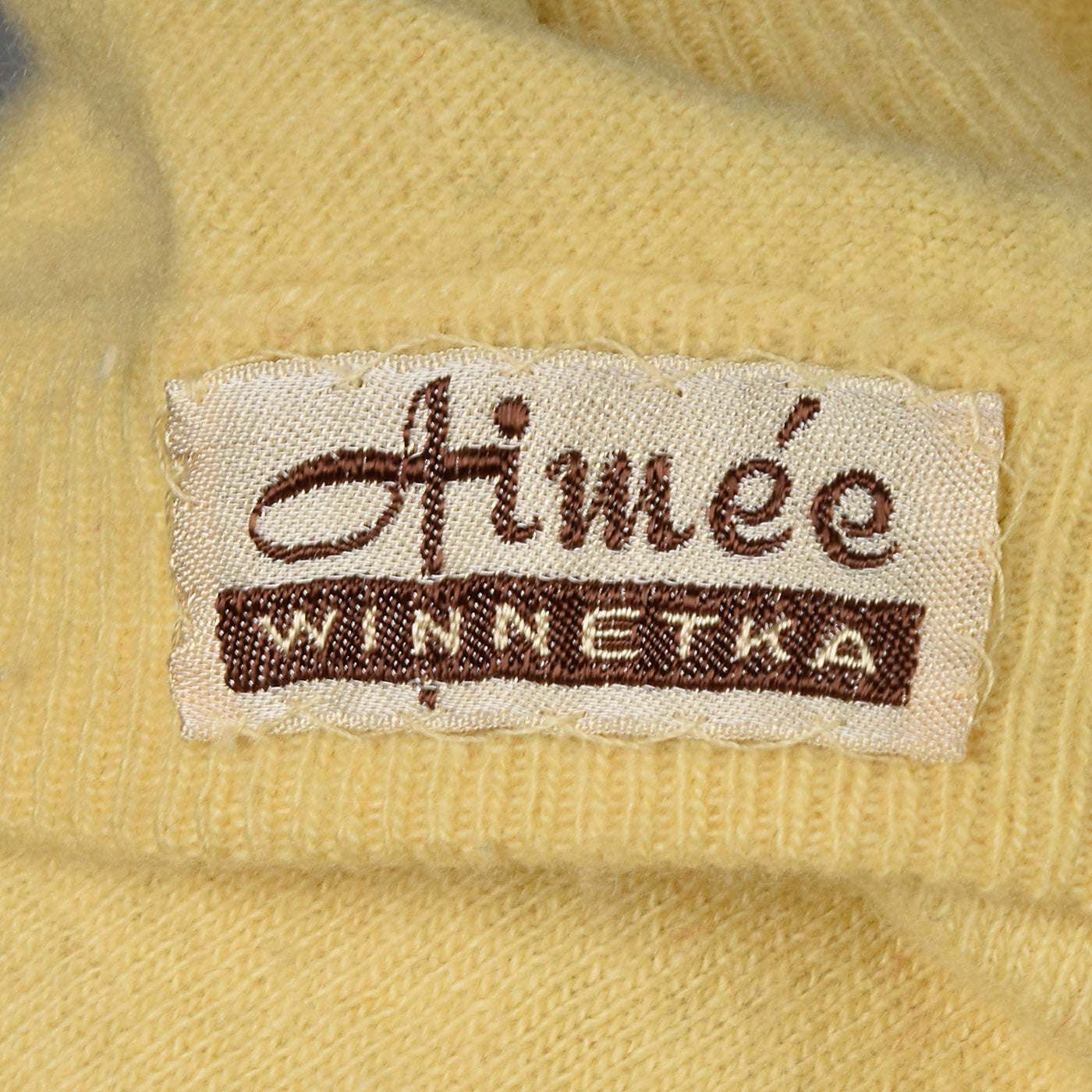 1950s Yellow Cashmere Cardigan with Floral Applique