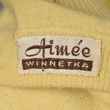 1950s Yellow Cashmere Cardigan with Floral Applique