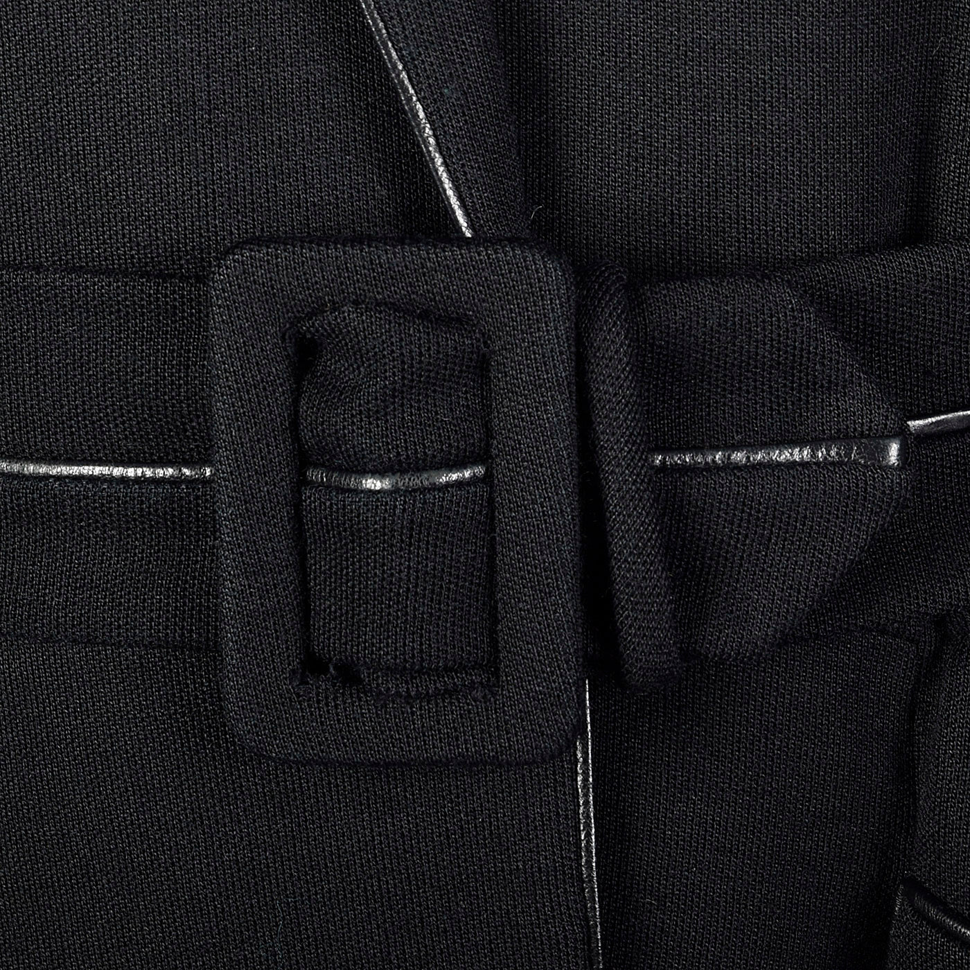 1950s Black Knit Trench Coat with Red Lining