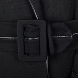 1950s Black Knit Trench Coat with Red Lining