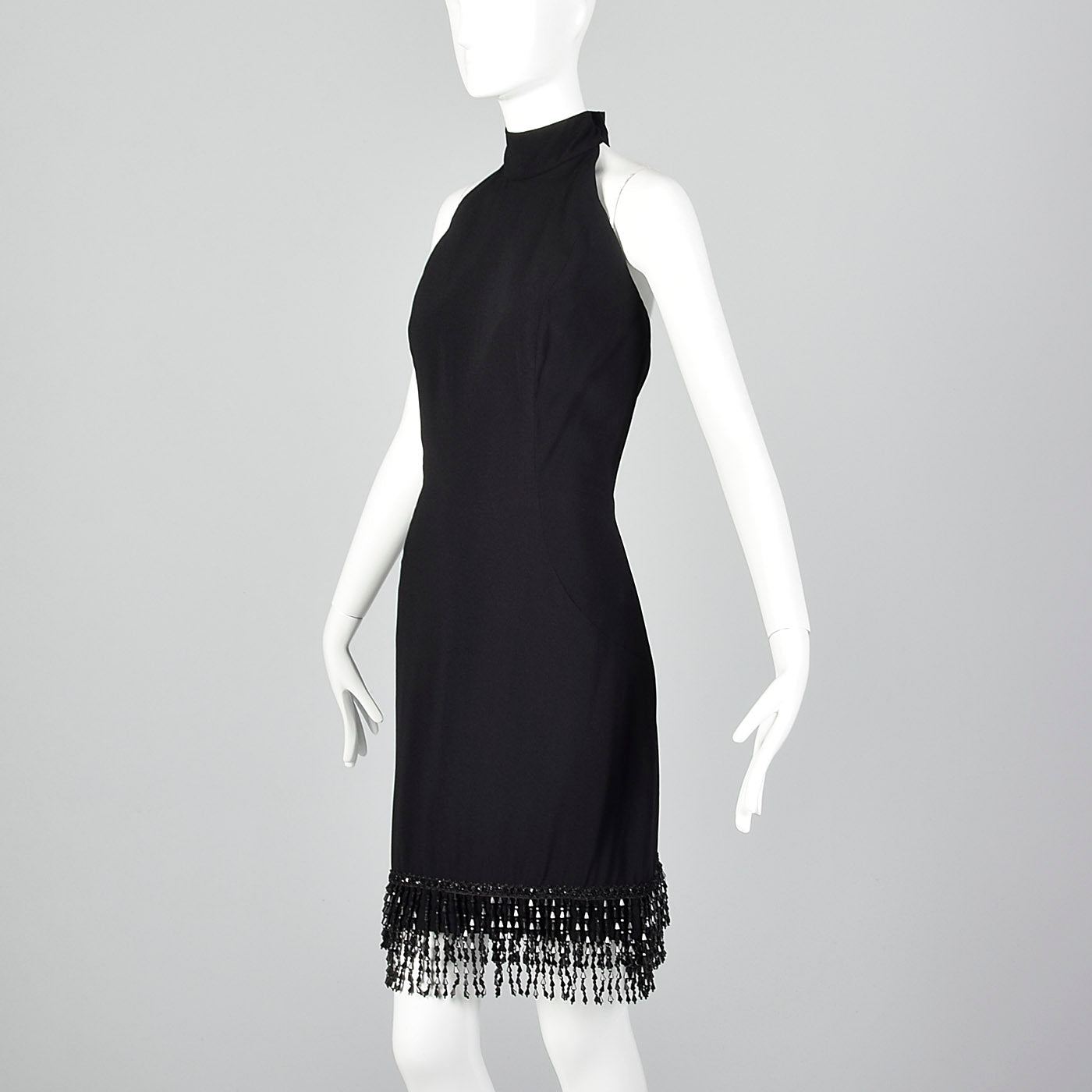 1980s Victor Costa Black Halter Dress