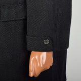 Large 1970s Coat Charcoal Black Faux Fur Double Breasted Winter
