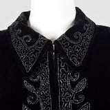 1940s Black Velvet Beaded Swing Jacket
