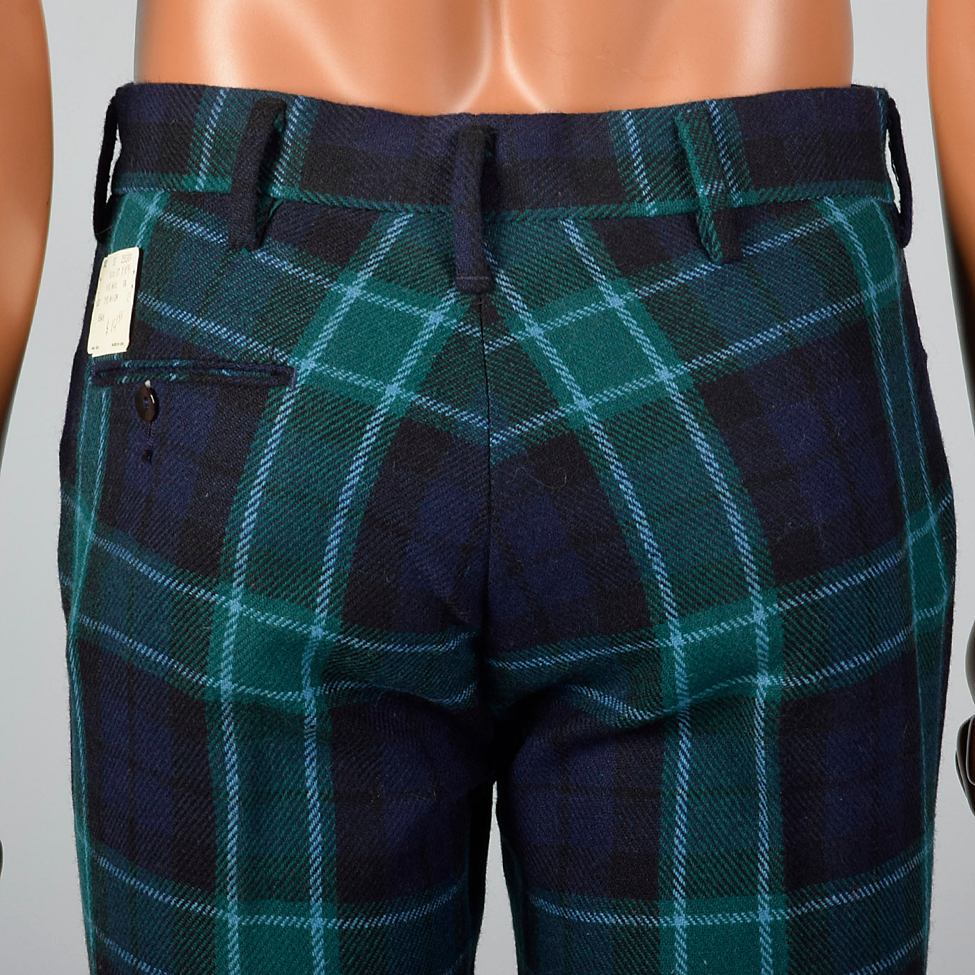 1970s Mens Deadstock Plaid Bell Bottom Pants