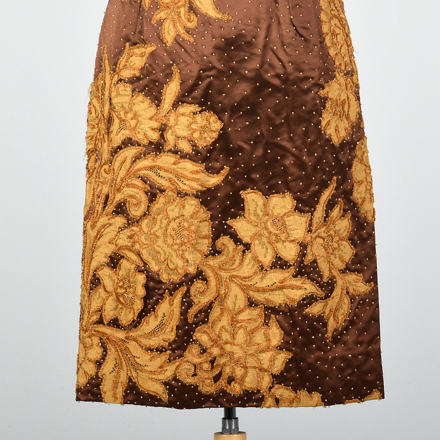 1950s Brown Dress with Lace Applique