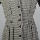 1940s Black and White Check Day Dress
