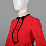 Iconic 1960s Geoffrey Beene Red Babydoll Tuxedo Mini Dress