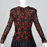 1980s Travilla Black Dress with Paisley Beaded Bodice