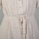 XL 1940s Shirtwaist Day Dress Floral Short Sleeve Summer Volup Cold Rayon