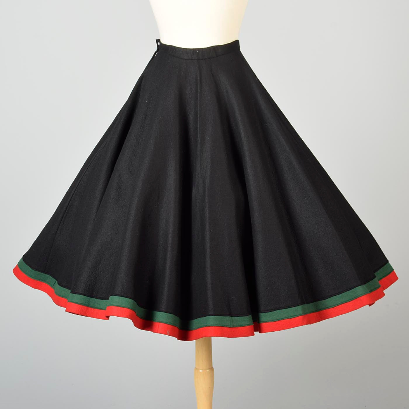 1950s Black Circle Skirt with Felt Flowers