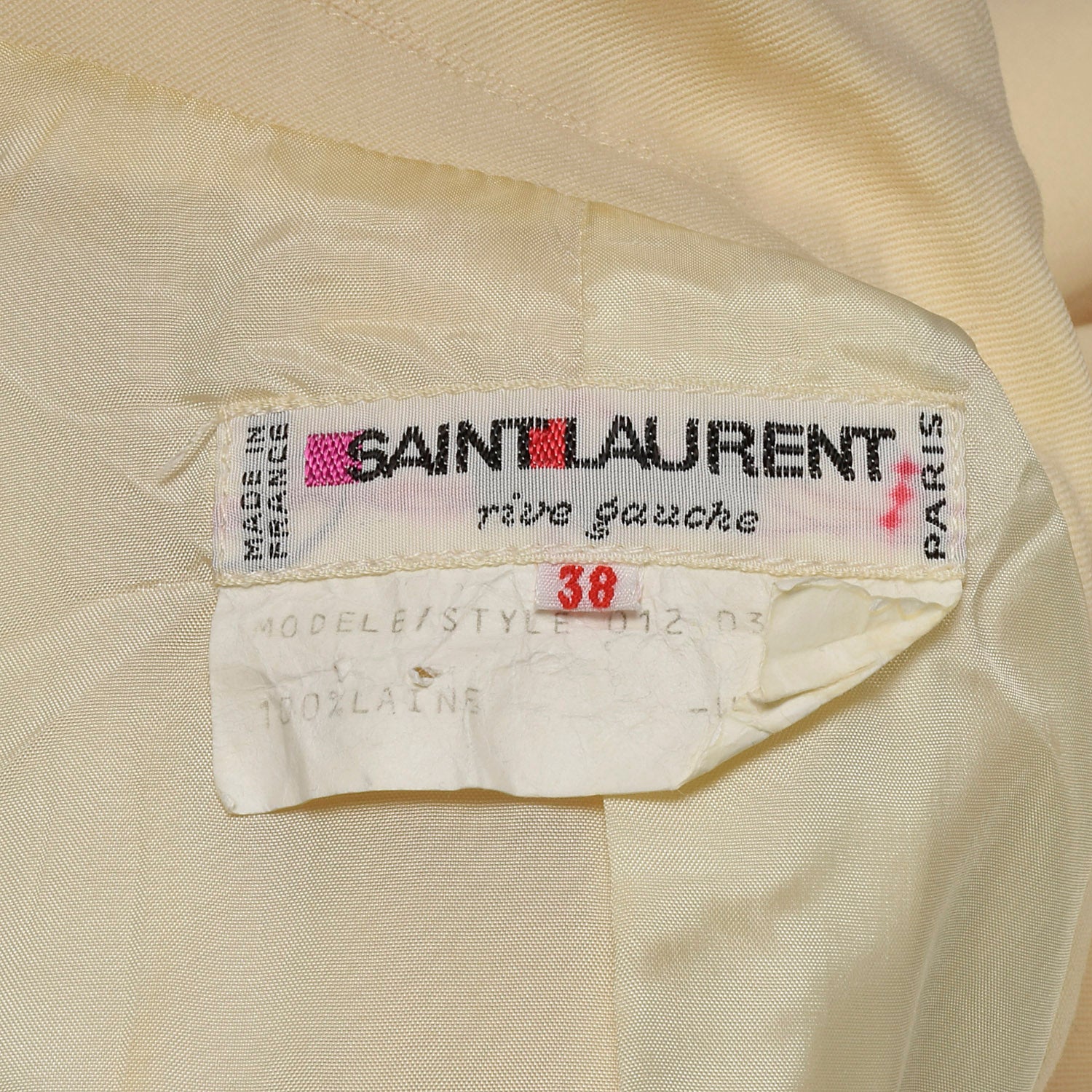 Small Yves Saint Laurent Rive Gauche 1960s Cream Doubled Breasted Jacket