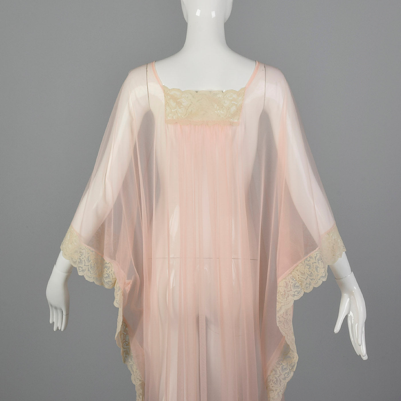 1970s Sexy Sheer Kaftan Nightgown in Pink