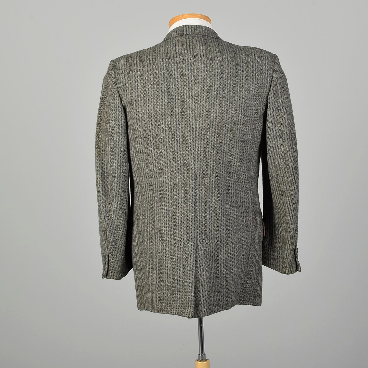 1950s Mens Wool Tweed Jacket Gray Stripe