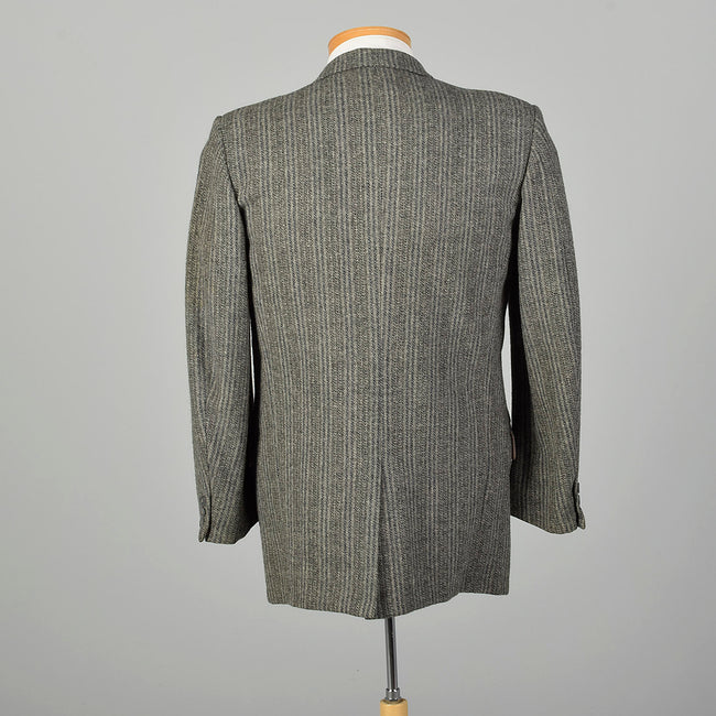 1950s Mens Wool Tweed Jacket Gray Stripe
