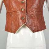 Small 1960s LL Bean Leather Vest Distressed