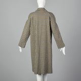 1960s Brown and Navy Plaid Wool Coat