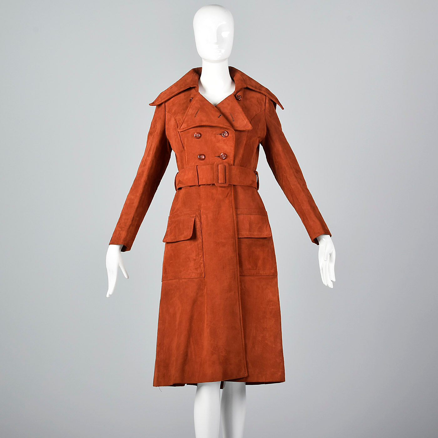 1960s Via Veneto Couture Boutique Suede Leather Trench Coat