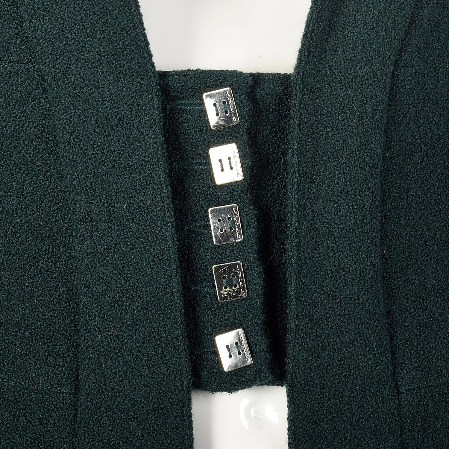 Small 1990s Karl Lagerfeld Blazer Avant Garde Green Wool Wide Lapel