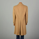 Large 1970s Coat Double Breasted Tan Winter Overcoat