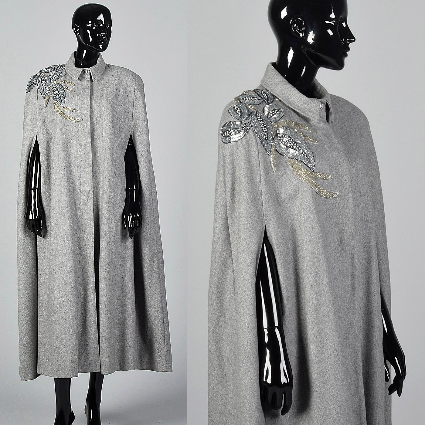 1980s Grey Wool Cape