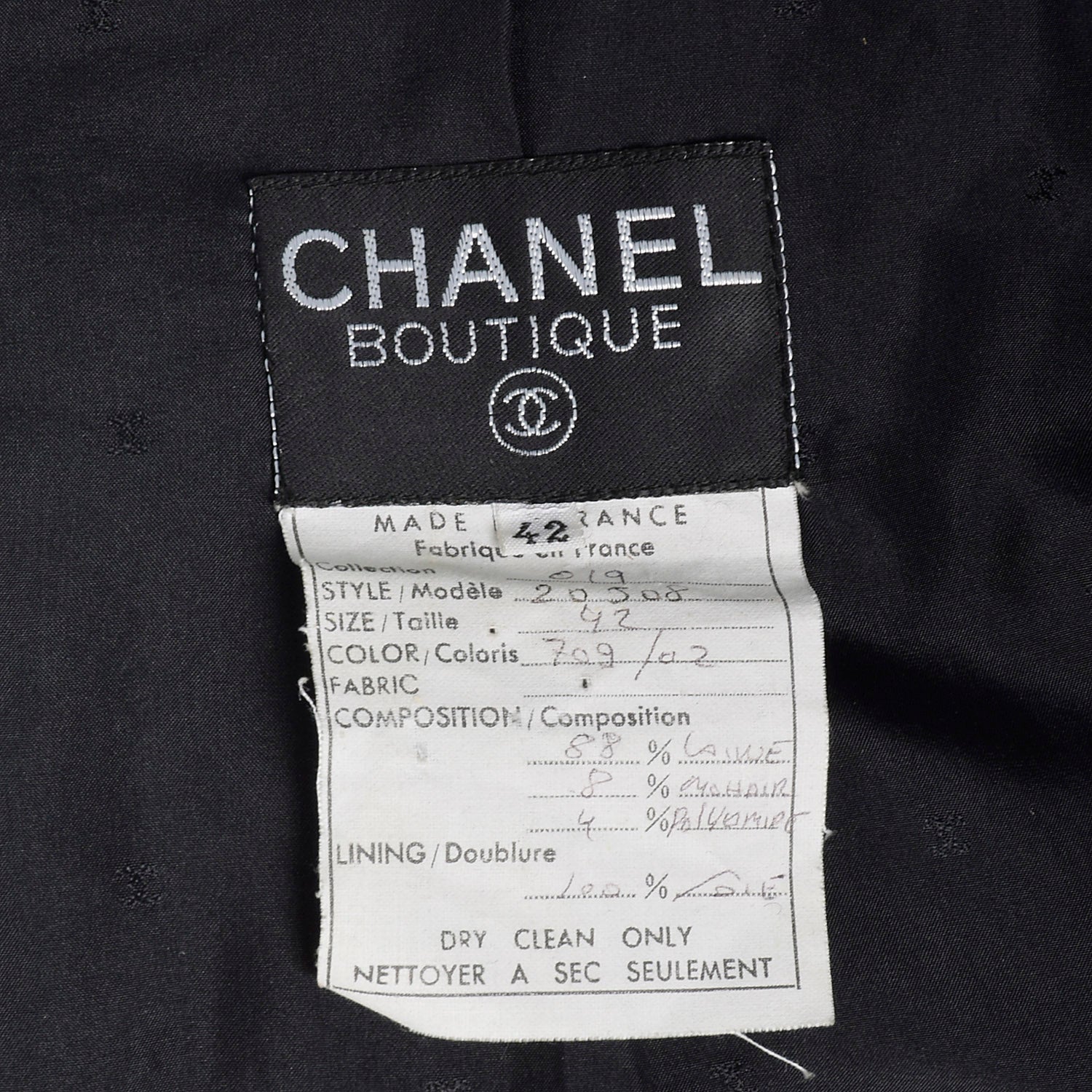 Small Chanel 1980s Black Boucle Skirt Suit