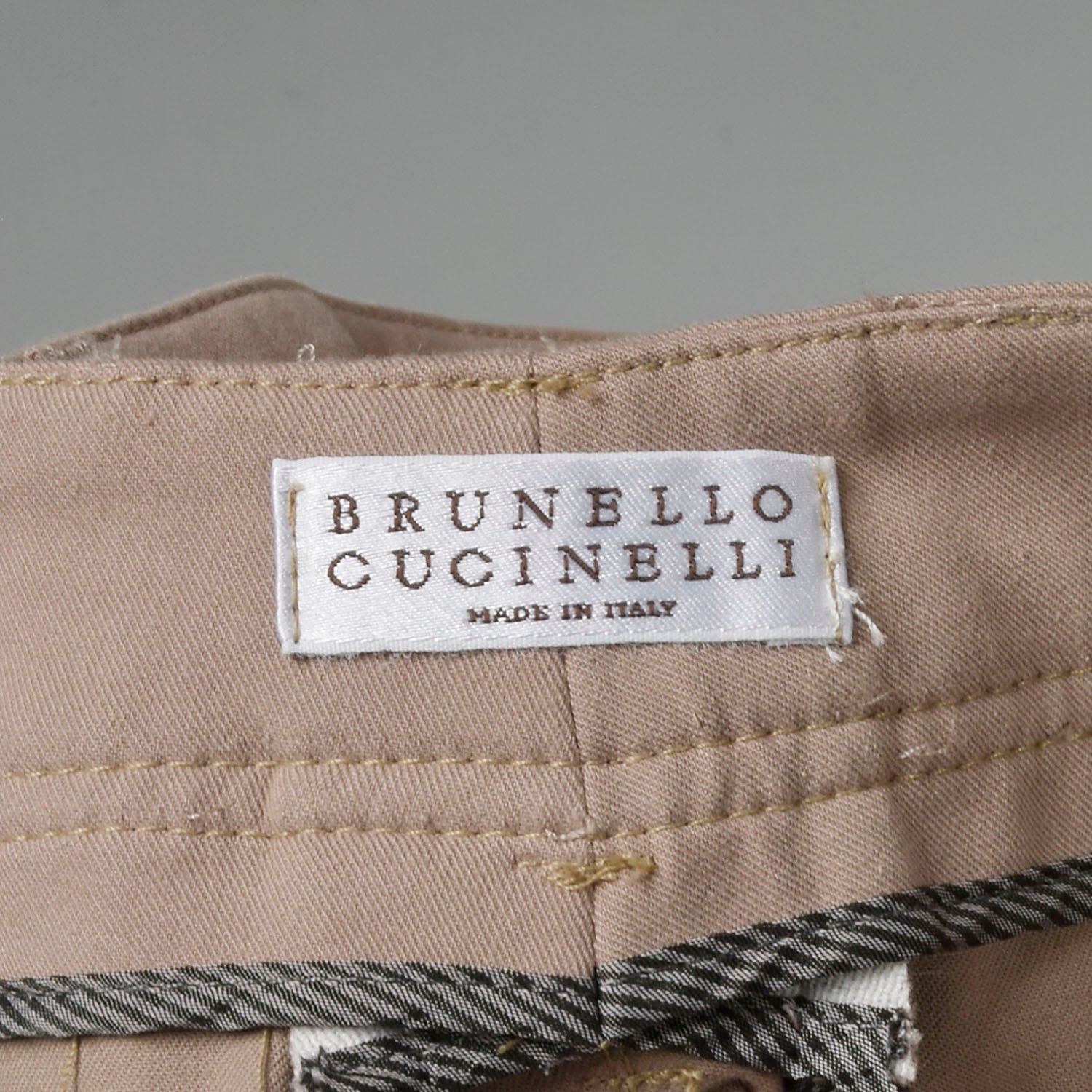 Brunello Cucinelli Khaki Capri Pants Tapered Leg Designer