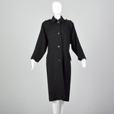 1980s Bill Blass Long Black Overcoat with Convertible Pockets