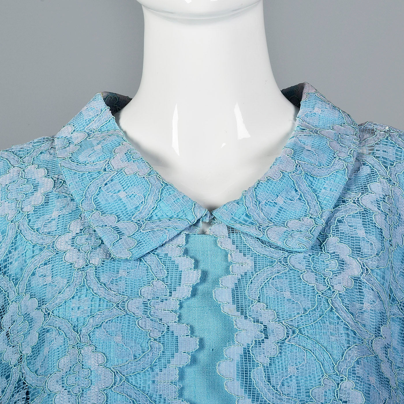 1960s Baby Blue Two Piece Set with Lace Trim