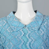 1960s Baby Blue Two Piece Set with Lace Trim