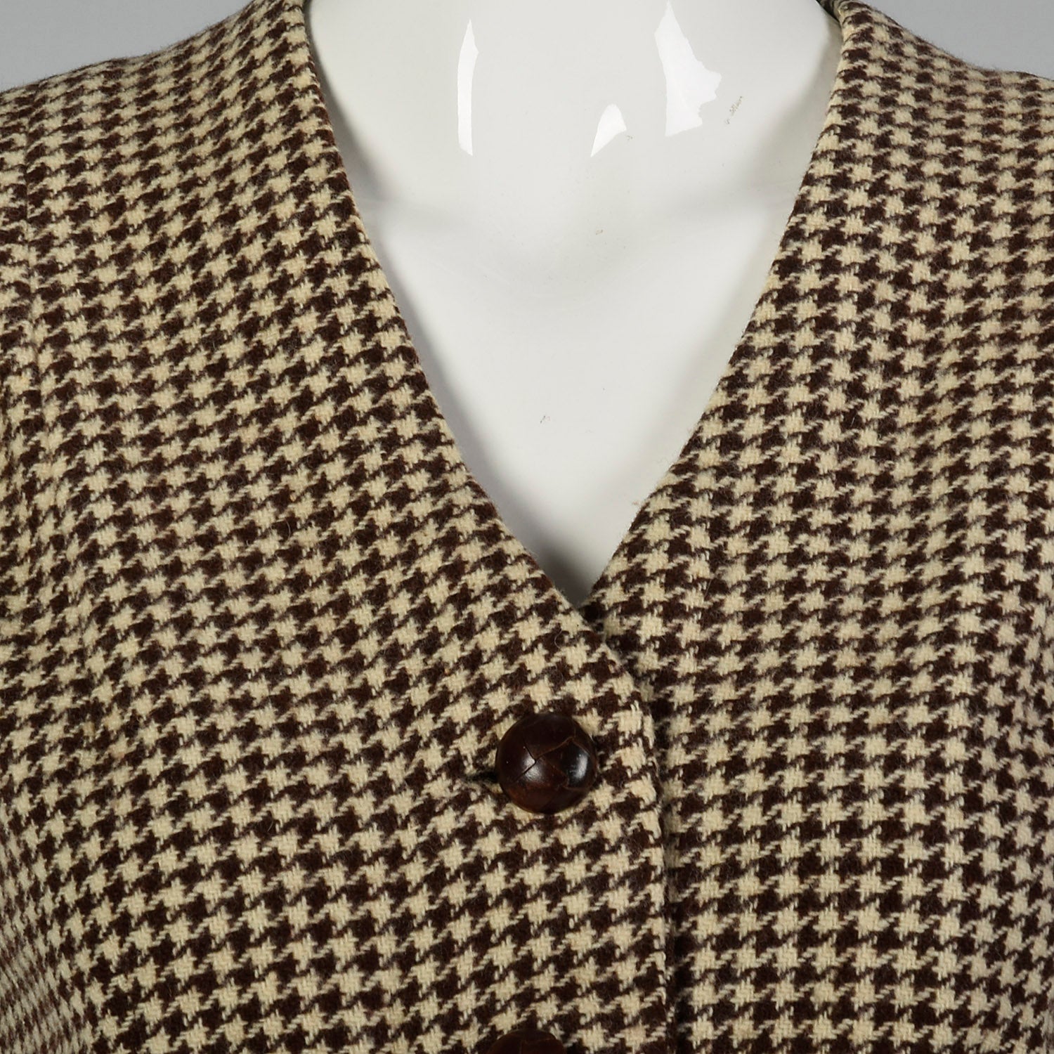 1970s Brown Houndstooth Tweed Vest