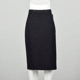 Large St John Evening Black Knit Skirt Sparkle Paillettes