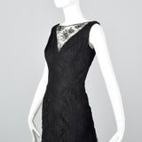 1960s Mignon Black Lace Mermaid Dress with a Stunning Neckline